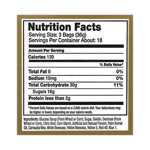 Haribo Goldbears Gummi Candy, 0.4 oz Pouches, Lemon; Orange; Pineapple; Rasberry; Strawberry, 54/Carton (20900181)