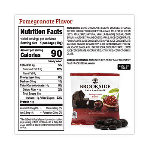 BROOKSIDE Dark Chocolate Fruit, Acai Blueberry and Pomegranate, 30 Pouches/Carton (22001031)