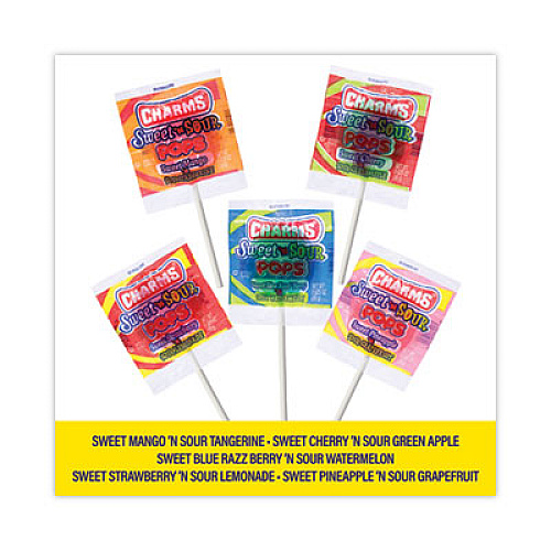 Charms Sweet and Sour Pop, Assorted Flavors, 0.63 oz, 48/Carton (20900128)