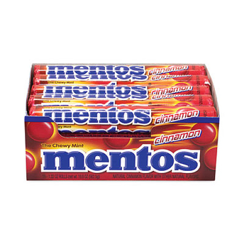 Mentos Cinnamon Singles Chewy Mints, 1.32 oz, 15 Rolls/Carton (20900454)