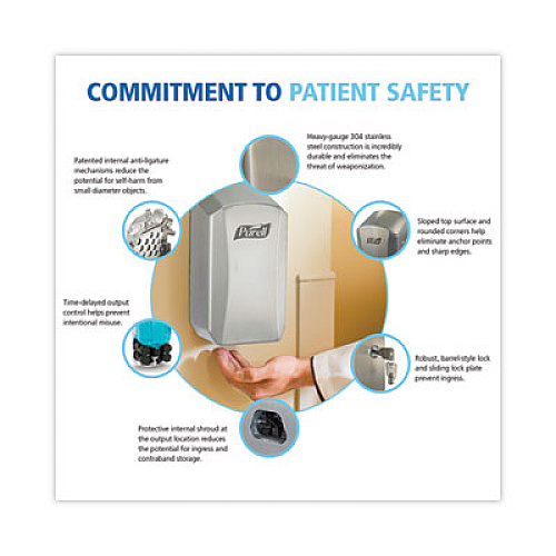 PURELL LTX Behavioral Health Dispenser, 1,200 mL, 6.54 x 4.1 x 11.22, Stainless Steel (192601CT)