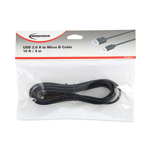 Innovera USB to Micro USB Cable, 10 ft, Black (30013)