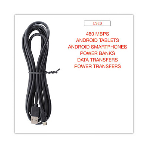 Innovera USB to Micro USB Cable, 10 ft, Black (30013)