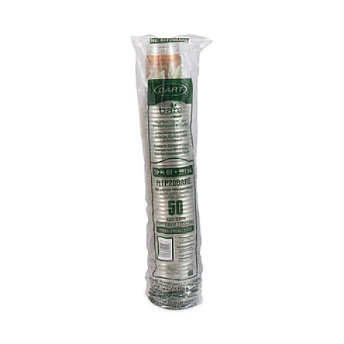 Dart Bare Eco-Forward RPET Cold Cups, ProPlanet Seal, 20 oz, Plastic, Leaf Design, 50/Pack, 12 Packs/Carton (RTP20BARE)