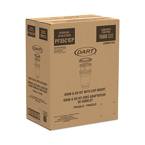 Dart Clear PET Grab n Go Kit Combo with Insert, 12 oz, Plastic, Clear, 500/Carton (PF35C1CP)