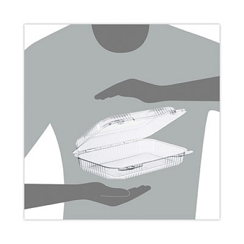 Dart StayLock Clear Hinged Lid Containers, 6.8 x 9.4 x 2.1, Clear, Plastic, 125/Pack, 2 Packs/Carton (PET30UT1)