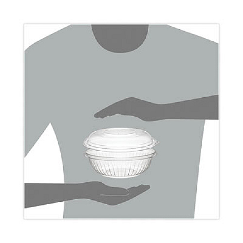 Dart PresentaBowls Bowl/Lid Combo-Paks, 24 oz, 7.25" Diameter x 2.38" h, Clear, Plastic, 63/Pack, 2 Pack/Carton (PET24BCD)