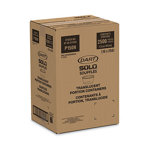 Dart Polystyrene Portion Cups, 1.5 oz, Plastic, Translucent, 2,500/Carton (P150N)