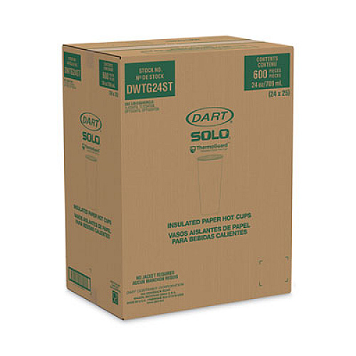 SOLO Thermoguard Insulated Paper Hot Cups, 24 oz, Steam Print Design, 600/Carton (DWTG24ST)