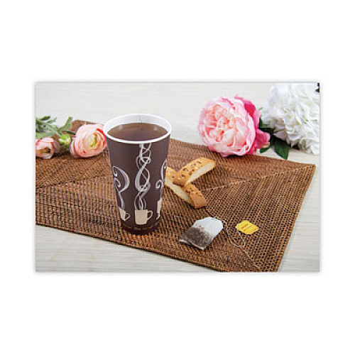 SOLO Thermoguard Insulated Paper Hot Cups, 20 oz, Steam Print Design, 600/Carton (DWTG20ST)