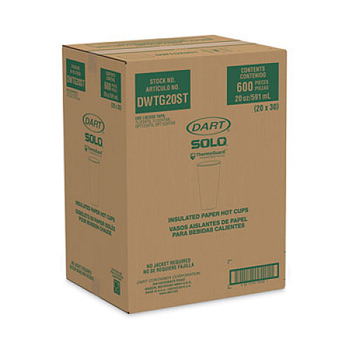 SOLO Thermoguard Insulated Paper Hot Cups, 20 oz, Steam Print Design, 600/Carton (DWTG20ST)