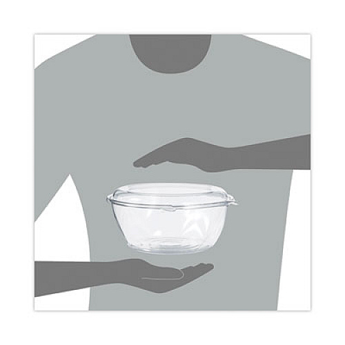Dart SafeSeal Tamper-Resistant, Tamper-Evident Bowls with Dome Lid, 64 oz, 8.9" Diameter x 4" h, Clear, Plastic, 100/Carton (CTR64BD)