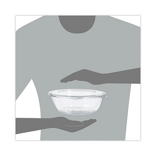 Dart SafeSeal Tamper-Resistant, Tamper-Evident Bowls with Flat Lid, 48 oz, 8.9" Diameter x 2.8" h, Clear, Plastic, 100/Carton (CTR48BF)