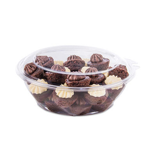 Dart SafeSeal Tamper-Resistant, Tamper-Evident Bowls with Dome Lid, 48 oz, 8.9" Diameter x 3.4" h, Clear, Plastic, 100/Carton (CTR48BD)