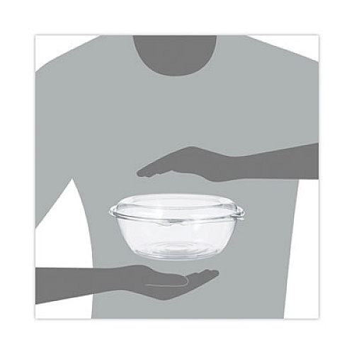Dart SafeSeal Tamper-Resistant, Tamper-Evident Bowls with Dome Lid, 48 oz, 8.9" Diameter x 3.4" h, Clear, Plastic, 100/Carton (CTR48BD)