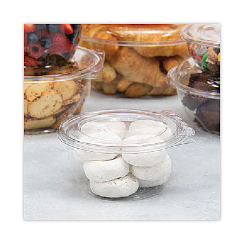 Dart SafeSeal Tamper-Resistant, Tamper-Evident Bowls with Flat Lid, 16 oz, 5.5" Diameter x 2.7" h, Clear, Plastic, 240/Carton (CTR16BF)