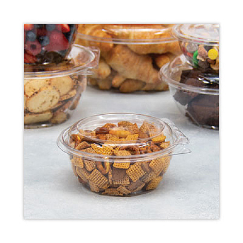 Dart SafeSeal Tamper-Resistant, Tamper-Evident Bowls with Dome Lid, 12 oz, 5.5" Diameter x 2.6" h, Clear, Plastic, 240/Carton (CTR12BD)