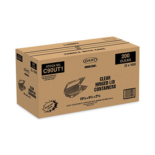 Dart StayLock Clear Hinged Lid Containers, 50.2 oz, 6.8 x 13.4 x 2.6, Plastic, 200/Carton (C90UT1)