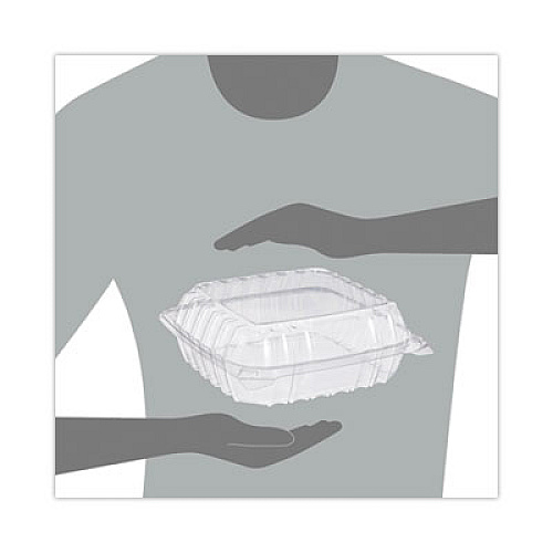 Dart ClearSeal Hinged-Lid Plastic Containers, 8.3 x 8.3 x 3, Clear, Plastic, 250/Carton (C90PST1)