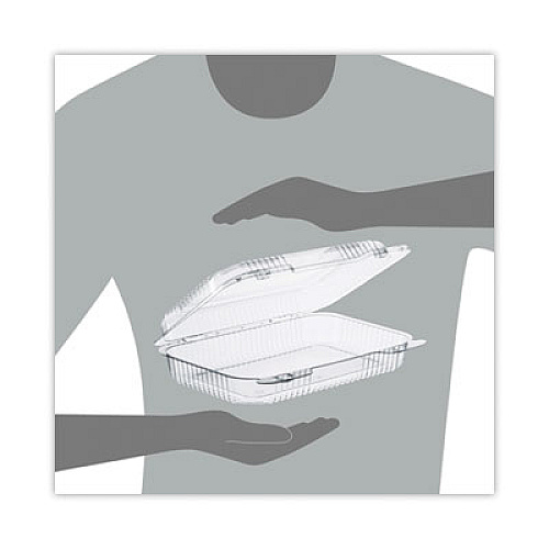 Dart StayLock Clear Hinged Lid Containers, 9.4 x 6.8 x 2.1, Clear, Plastic, 250/Carton (C30UT1)