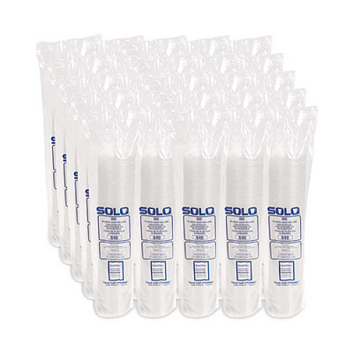 SOLO Non-Vented Cup Lids, Fits 12 oz Cold Cups, Plastic, Clear, 2,500/Carton (640TP)