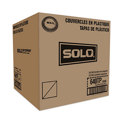 SOLO Non-Vented Cup Lids, Fits 12 oz Cold Cups, Plastic, Clear, 2,500/Carton (640TP)