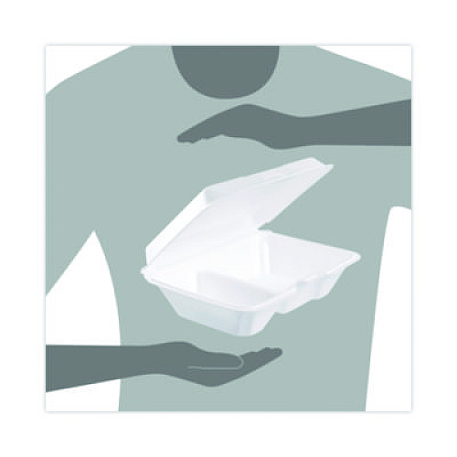 Dart Foam Hinged Lid Containers, 6.4 x 9.33 x 2.9, White, 100/Bags, 2 Bags/Carton (205HT2)