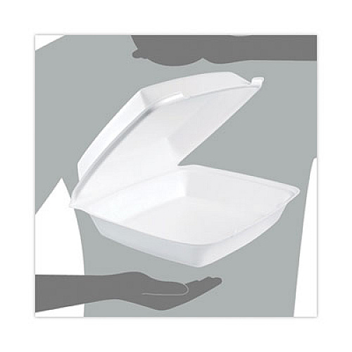 Dart Hinged Lid Carryout Container, 9.5 x 10.33 x 3.5, White, Foam, 100/Bag, 2 Bags/Carton (110HT1)