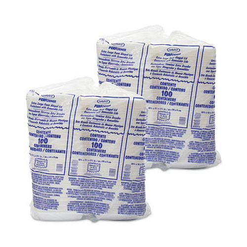 Dart Hinged Lid Carryout Container, 9.5 x 10.33 x 3.5, White, Foam, 100/Bag, 2 Bags/Carton (110HT1)