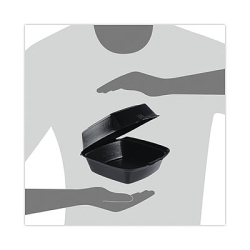 Dart Foam Hinged Lid Containers, Large Sandwich, 6 x 5.9 x 3, Black, 125/Bag, 4 Bags/Carton (60HTB1)