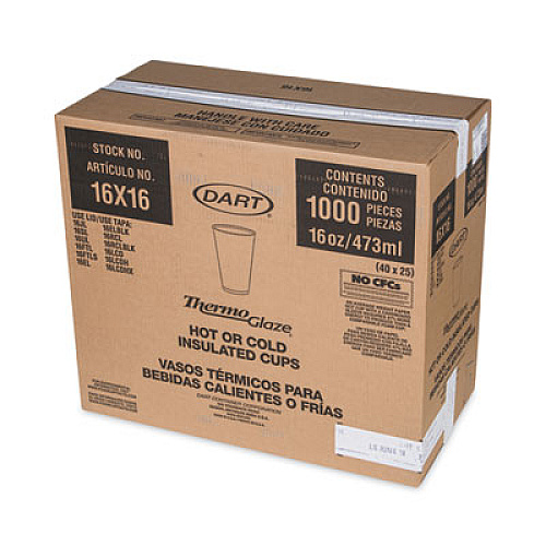 Dart Cafe G Foam Hot/Cold Cups, 16 oz, Brown/Green/White, 1,000/Carton (16X16G167318)