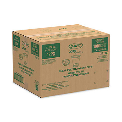 Dart Conex ClearPro Plastic Cold Cups, 12 oz, Clear, 50/Sleeve, 20 Sleeves/Carton (12PX)