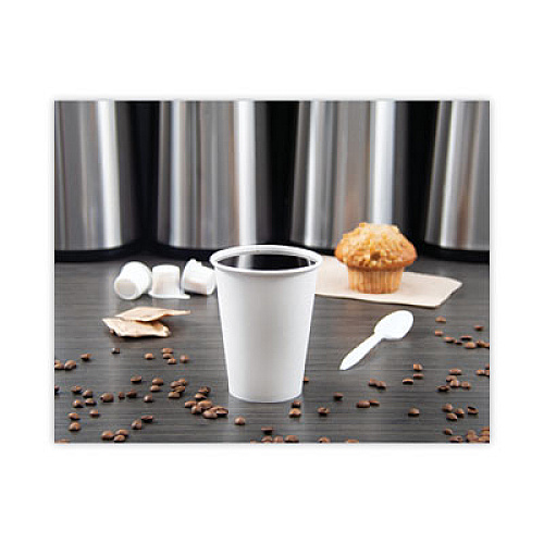 SOLO Single-Sided Poly Paper Hot Cups, 12 oz, White, 50/Bag, 20 Bags/Carton (412WN)
