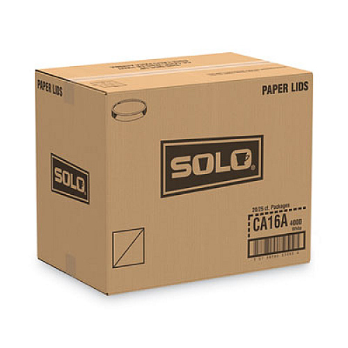 SOLO Spiral-Wound Paper Hot Cup Lids, Fits 16 oz Hot Cups, Paper, White, 25/Sleeve, 20 Sleeves/Carton (CA16A)