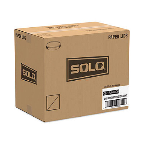 SOLO Paper Lids for Food Containers, For 16 oz Containers, Vented, 3.9" Diameter x 0.9" h, White, 25/Bag, 20 Bags/Carton (CH16A)
