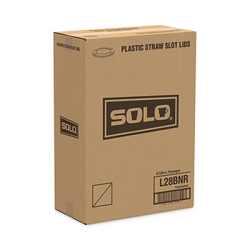SOLO Polystyrene Plastic Flat Straw-Slot Cold Cup Lids, Fits 28 oz Cold Cups, Translucent, 960/Carton (L28BNR)