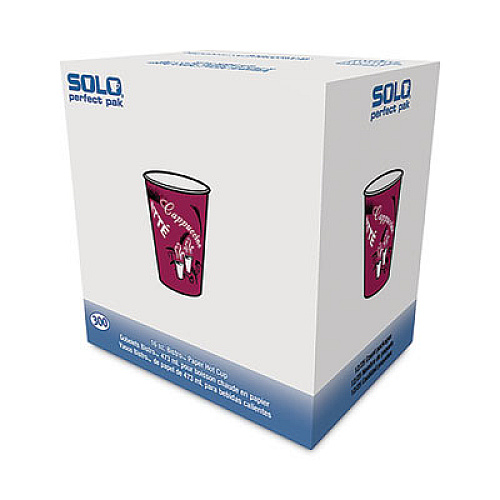 SOLO Paper Hot Drink Cups in Bistro Design, 16 oz, Maroon, 300/Carton (OF16BI0041)