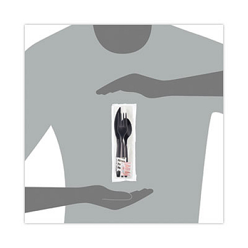SOLO Reliance Mediumweight Cutlery Kit, Fork/Knife/Napkin/Pepper/Salt/Spoon, Plastic, Black, 250/Carton (RSK8Y0004)