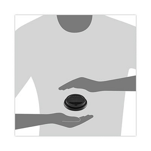 Solo Traveler Sip Through Lids for ThermoGuard Hot Cups, Fits 12 oz to 24 oz Hot Cups, Plastic, Black, 1,200/Carton (TL1224TGB)