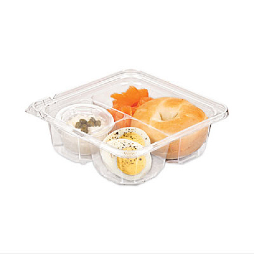 Dart TamperGuard Snack Boxes, 3 Compartments, 6.3 x 6.3 x 2.1, Clear, Plastic, 300/Carton (SBTG3)