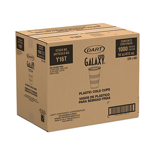 Dart High-Impact Polystyrene Cold Cups, 16 oz, Plastic, Translucent, 50/Pack (Y16TPK)