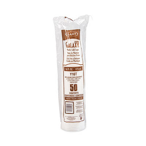 Dart High-Impact Polystyrene Cold Cups, 16 oz, Plastic, Translucent, 50/Pack (Y16TPK)