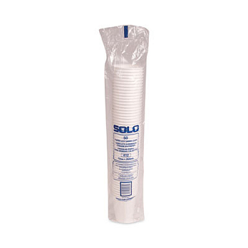 SOLO Single-Sided Poly Paper Hot Cups, 12 oz, White, 50/Bag, 20 Bags/Carton (412WN)
