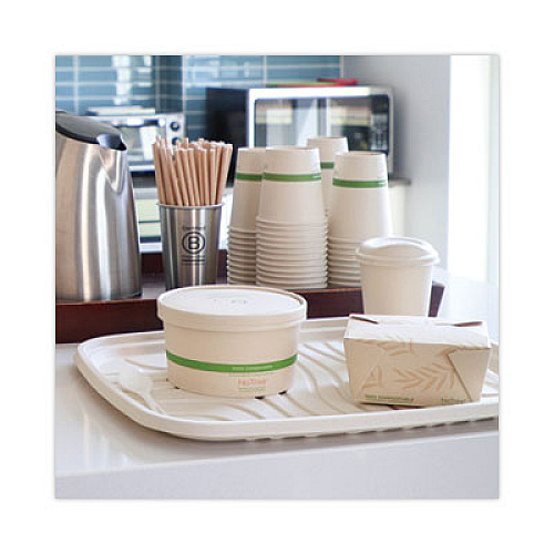World Centric Fiber Foodservice Trays, PLA Lined, PFAS Free, 18 x 14 x 1, Natural, Paper, 100/Carton (TRSC1418LF)