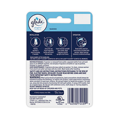 Glade Plug-Ins Scented Oil Warmer Holder, 4.45 x 6.25 x 11.45, White (305854)