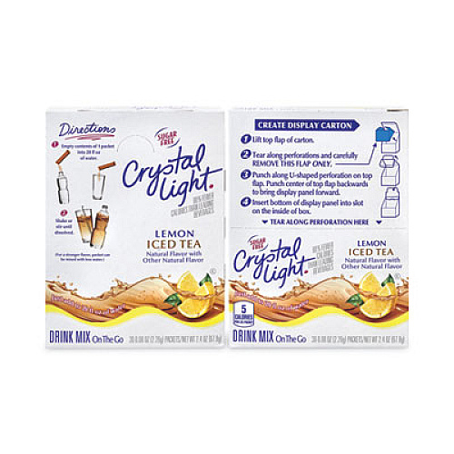 Crystal Light On-The-Go Sugar-Free Drink Mix, Iced Tea, 0.08 oz Single-Serving Tubes, 30/Box, 2 Boxes/Carton (30700159)