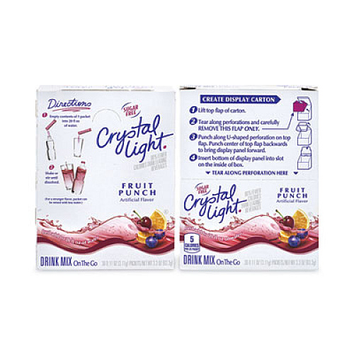 Crystal Light On-The-Go Sugar-Free Drink Mix, Fruit Punch, 0.11 oz Single-Serving Tubes, 30/Box, 2 Boxes/Carton (30700156)