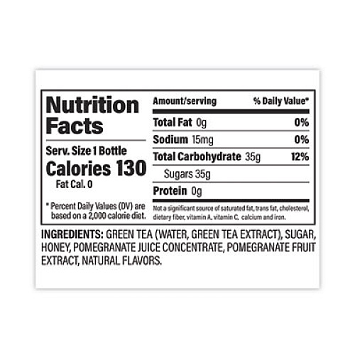 POM Wonderful Antioxidant Super Tea, Pomegranate Honey Green Tea, 12 oz Bottles, 6/Carton (30700049)