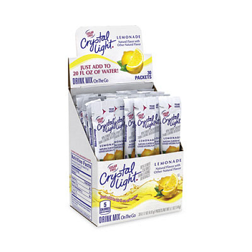 Crystal Light On-The-Go Sugar-Free Drink Mix, Lemonade, 0.17 oz Single-Serving Tubes, 30/Pack, 2 Packs/Carton (30700153)