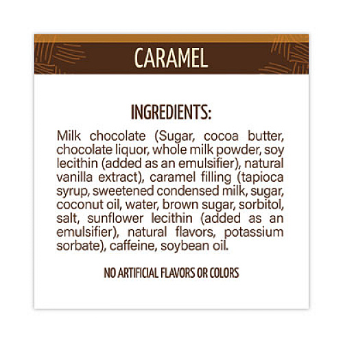 Awake Caffeinated Caramel Chocolate Bites, 0.58 oz Bars, 50 Bars/Carton (30700315)